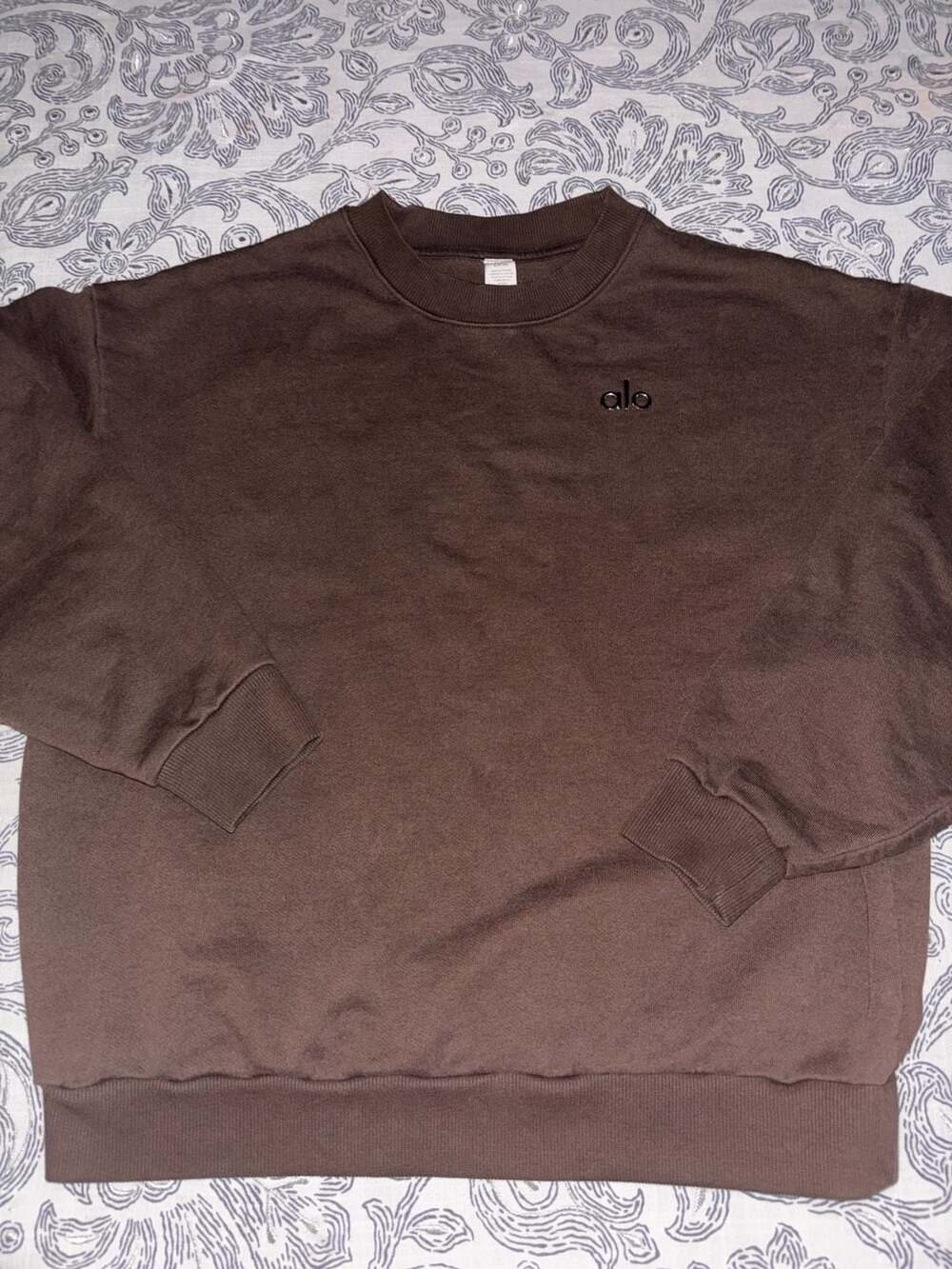 Alo Accolade Crewneck Sweatshirt Size S Espresso Brown